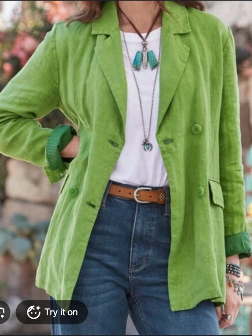 Sundance Green Linen Blazer Jacket Size Small Career Office *E68